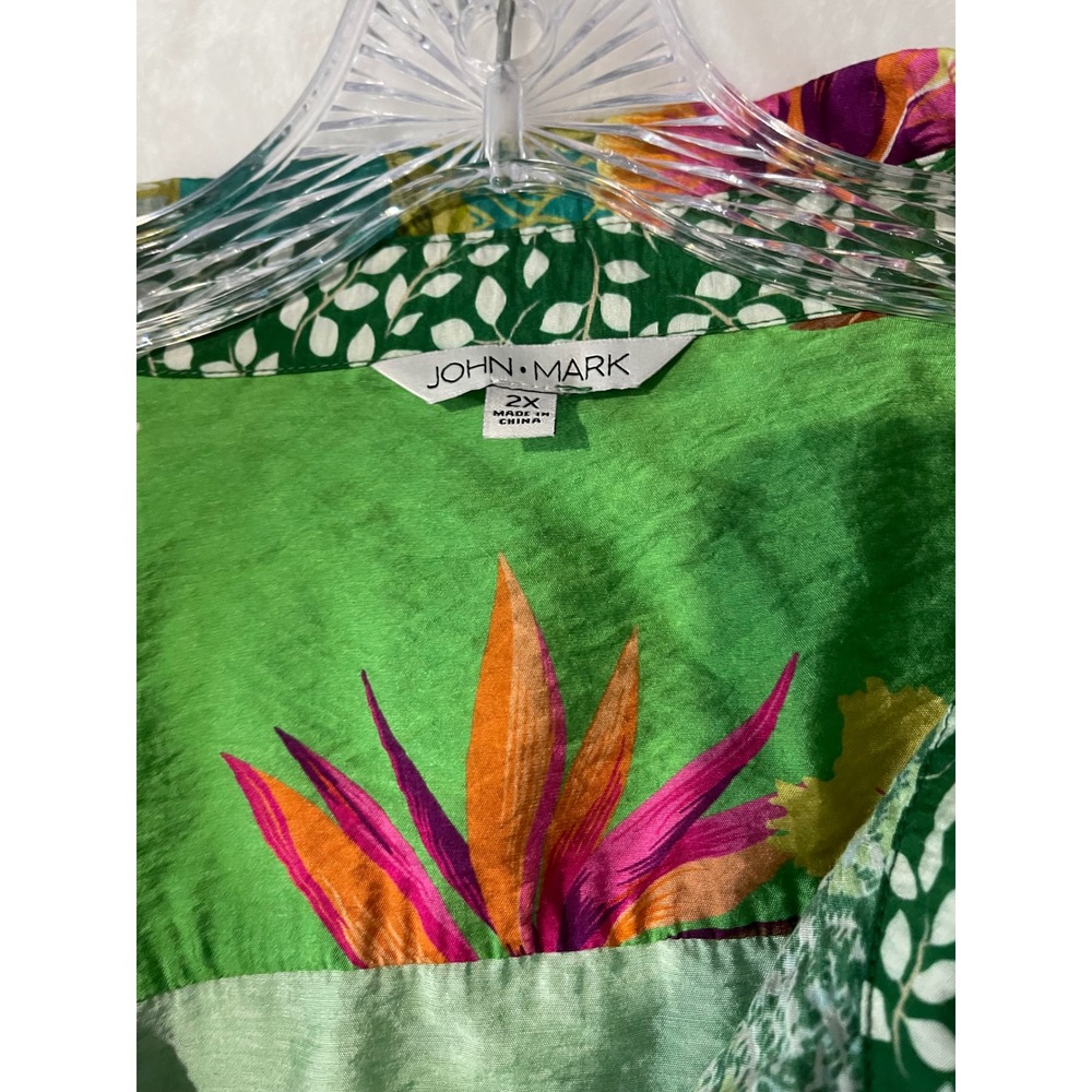 JOHN MARK Patchwork Mixed Print Button Down Shirt… - image 6